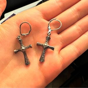 Sterling silver vintage cross earrings